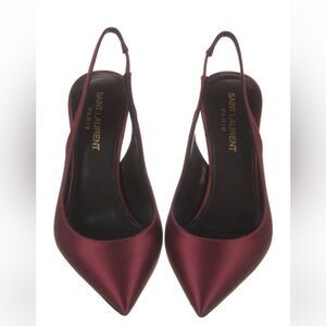 Excellent condition - show light use. Saint Laurent slingback shoes in burgundy